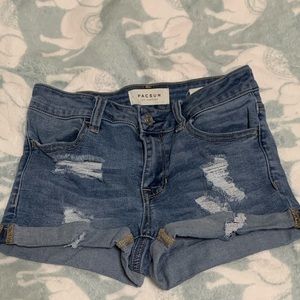 Blue denim shorts